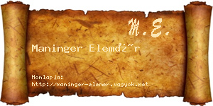 Maninger Elemér névjegykártya